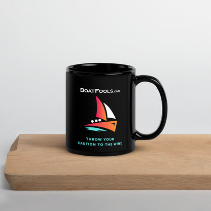 BoatFools Black Glossy Mug