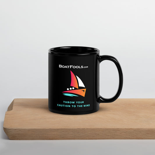 BoatFools Black Glossy Mug