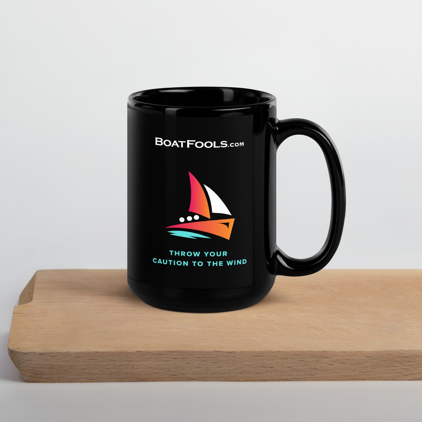 BoatFools Black Glossy Mug